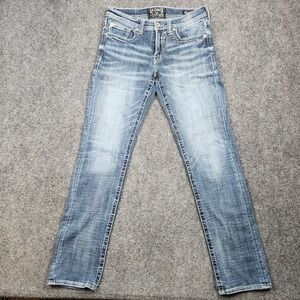 Salvage Havoc Straight Jeans Mens 31L Light Wash Slim Fit Distressed Denim